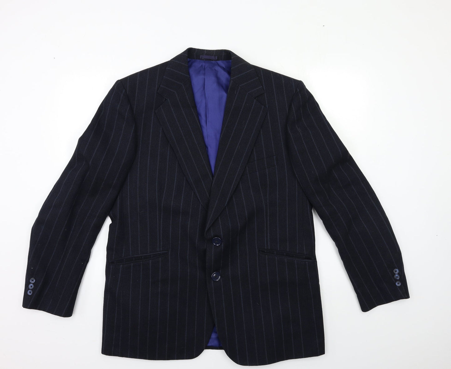 Preworn Mens Blue Striped  Jacket Suit Jacket Size 42
