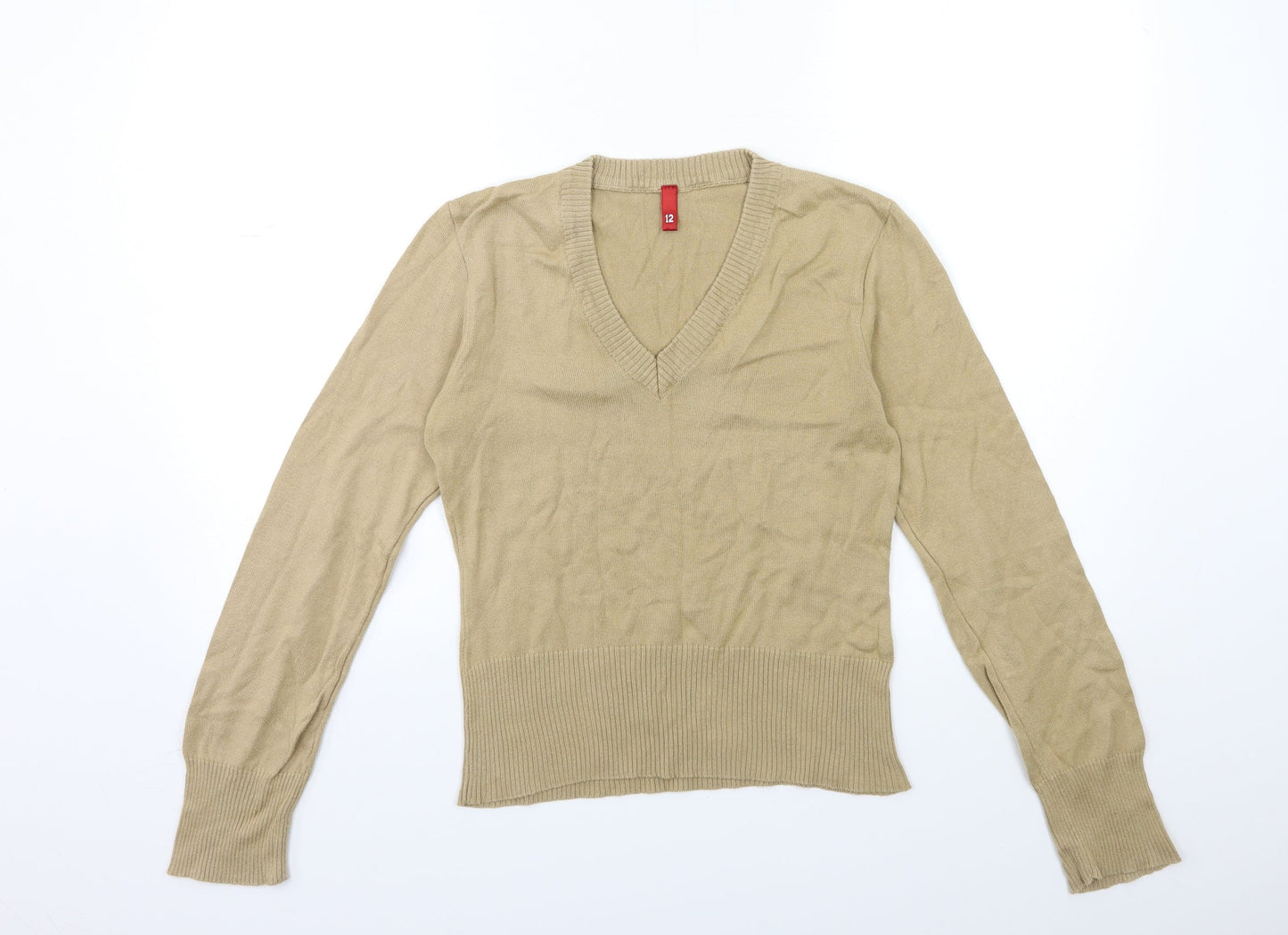 H&M Womens Brown  Knit Pullover Jumper Size 12