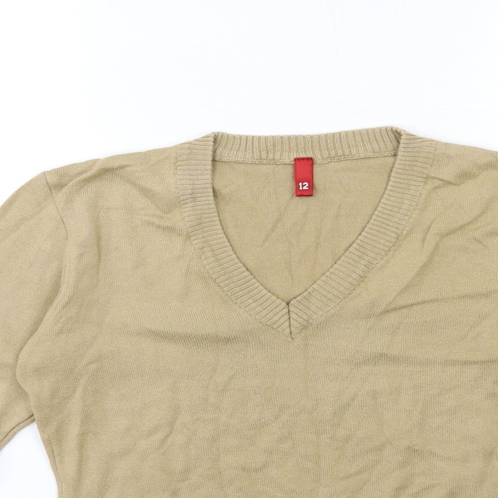 H&M Womens Brown  Knit Pullover Jumper Size 12