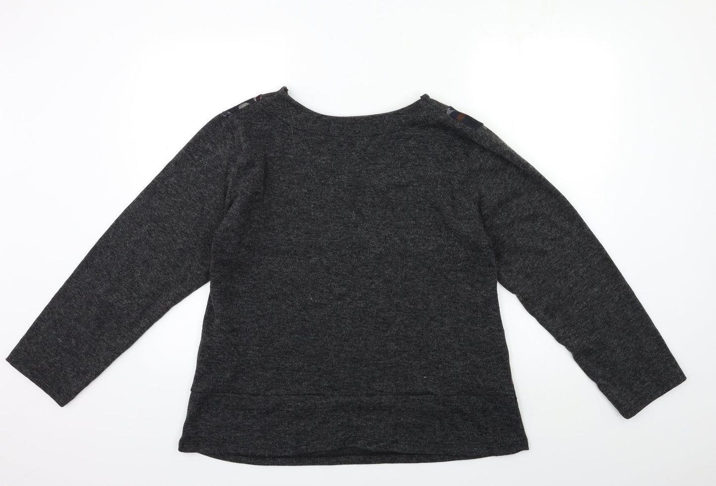 Preworn Womens Grey Floral Knit Pullover Jumper Size 6