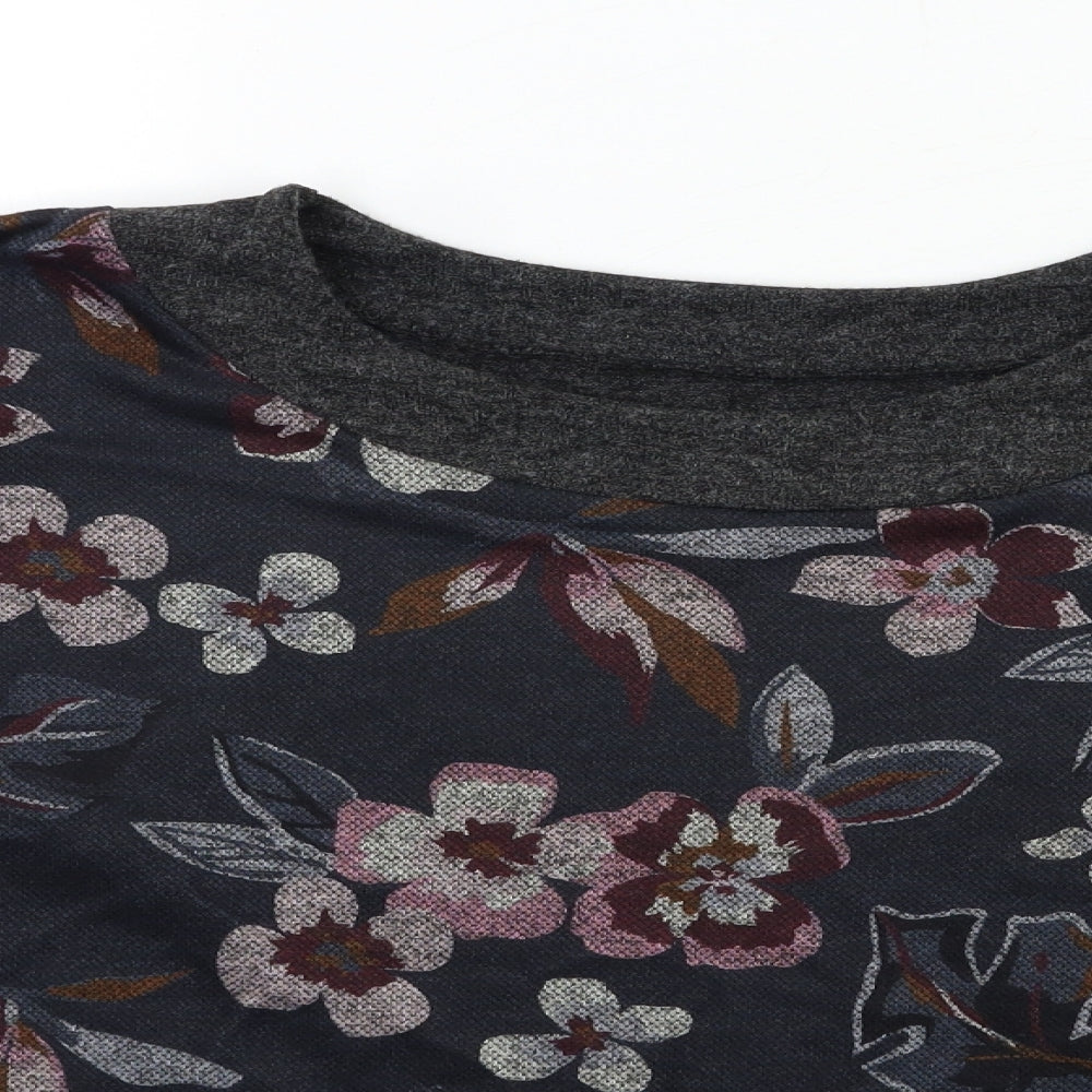 Preworn Womens Grey Floral Knit Pullover Jumper Size 6