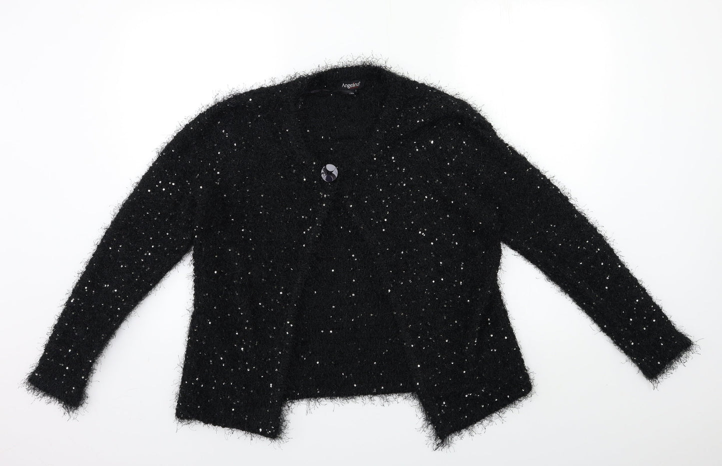 Angelina Womens Black  Knit Cardigan Jumper Size M