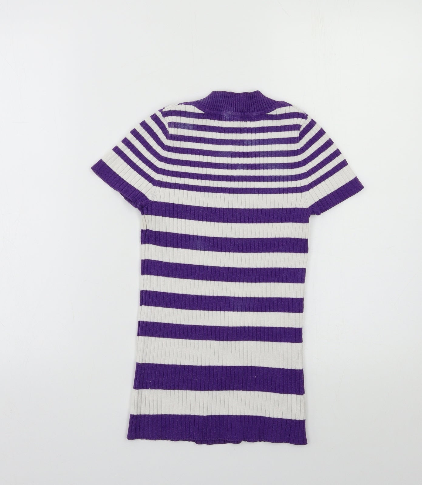 Ambiance Apparel Womens Purple Striped Knit Pullover Jumper Size M