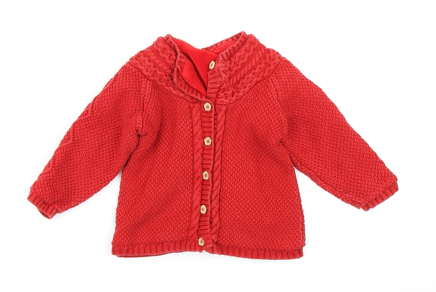 TU Girls Red  Knit Cardigan Jumper Size 9-12 Months