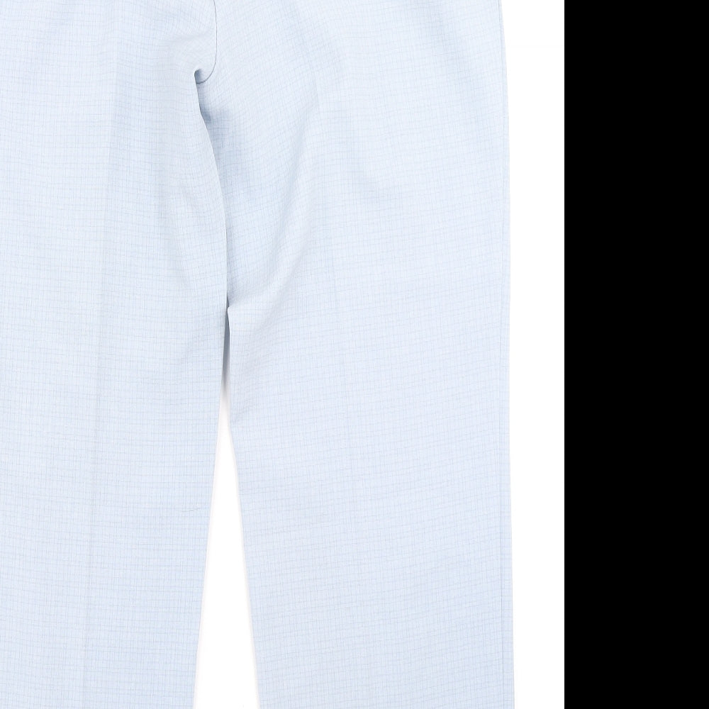 Marks & Spencer Womens Blue Check  Trousers  Size 14 L25 in