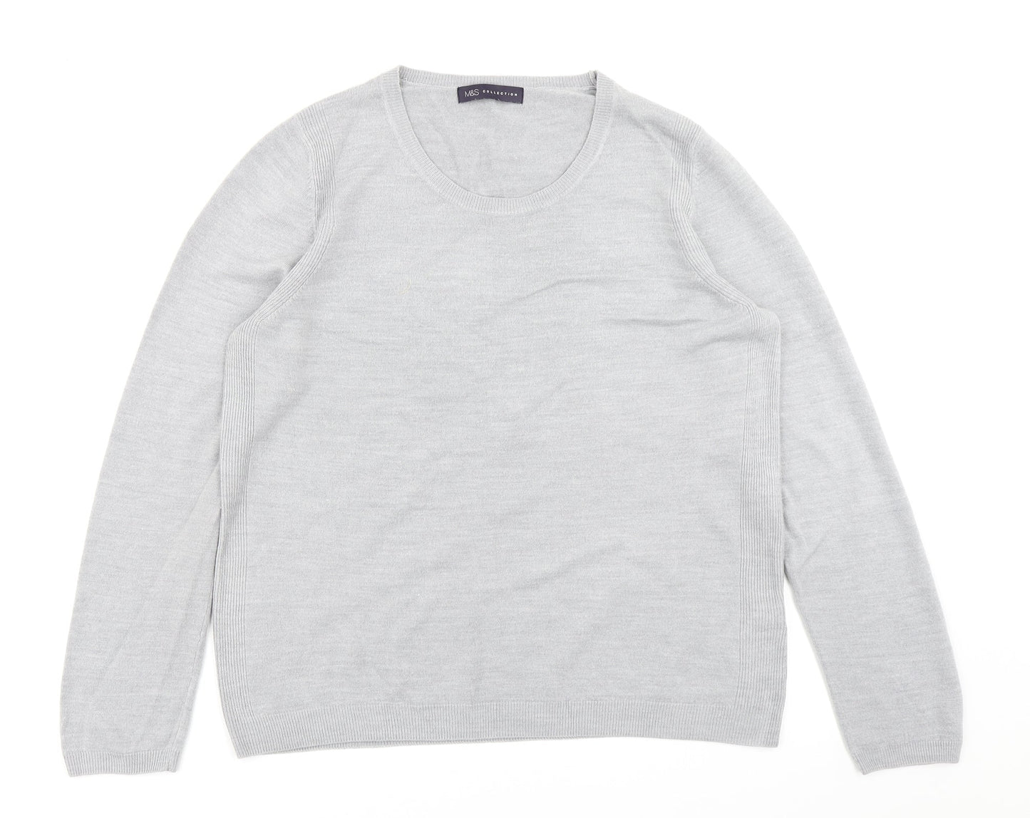 M&S Collection Womens Grey  Knit Pullover Jumper Size 18