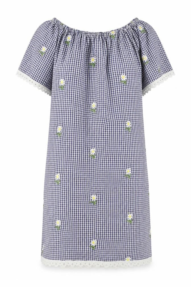 QED London Womens Blue Check  A-Line  Size S