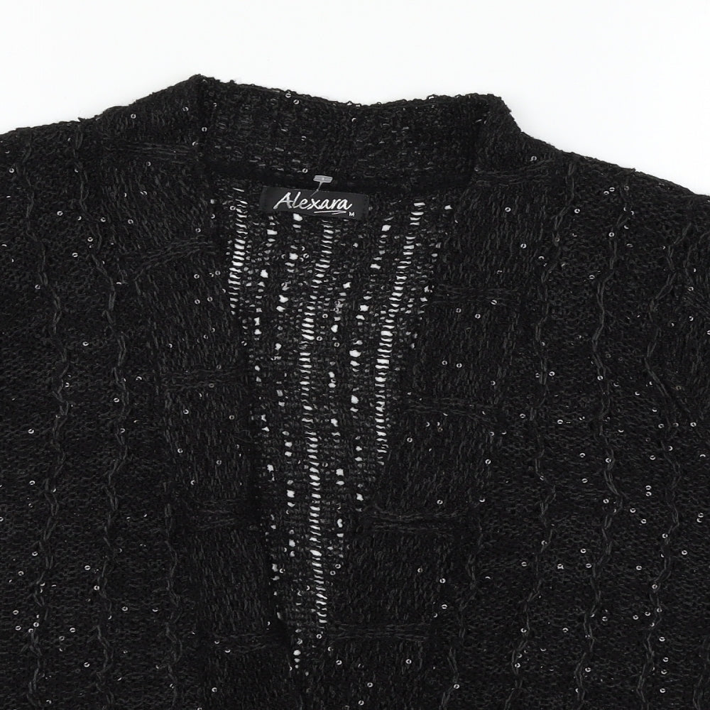 Alexara Womens Black  Knit Cape Jumper Size M