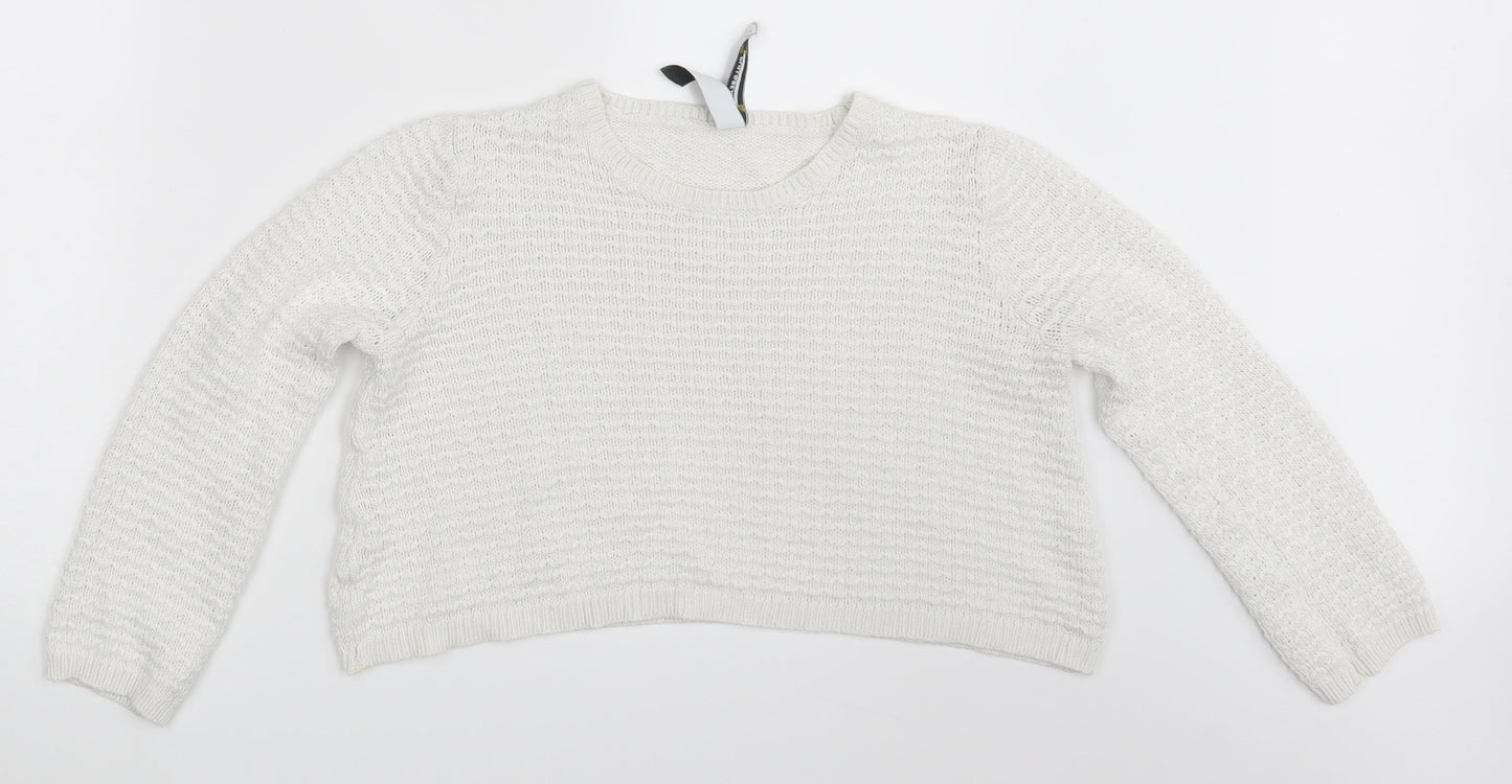 Pull & Bear Womens White   Pullover Jumper Size S