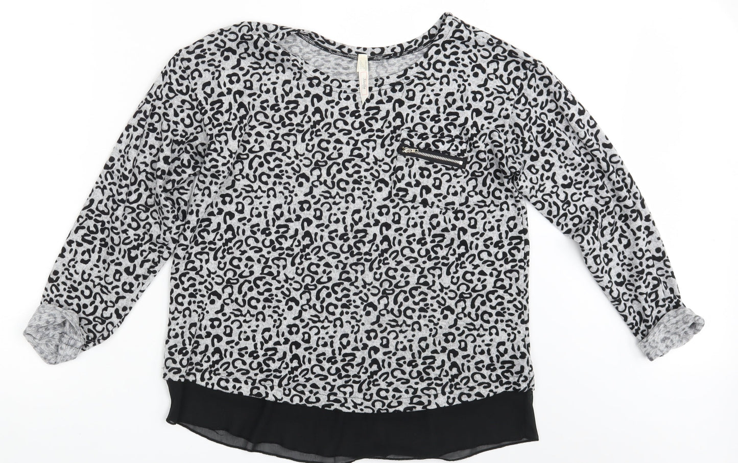 Stella Womens Grey Animal Print  Pullover Jumper Size 10