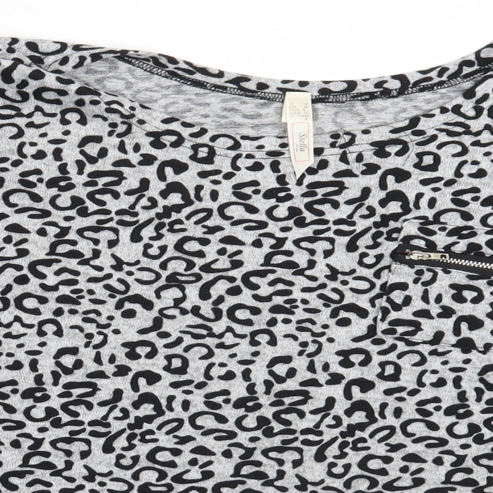 Stella Womens Grey Animal Print  Pullover Jumper Size 10