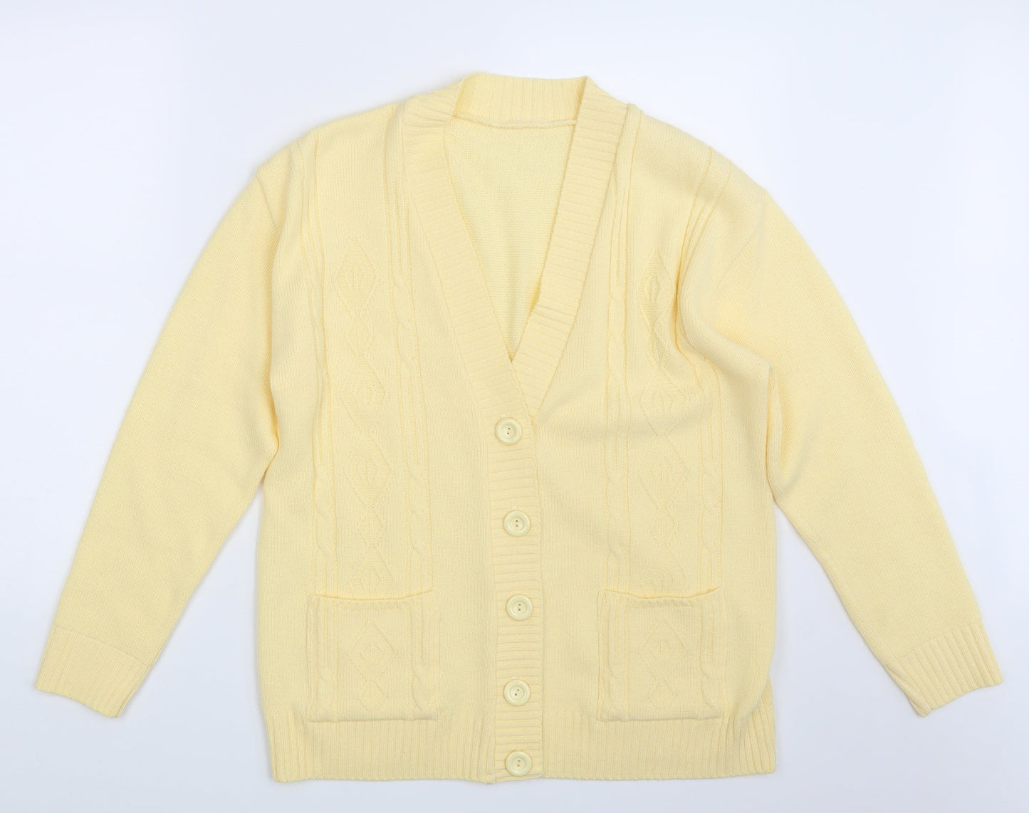 Preworn Womens Yellow Argyle/Diamond Knit Cape Jumper One Size
