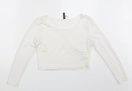 Divided Womens White   Cropped T-Shirt Size M