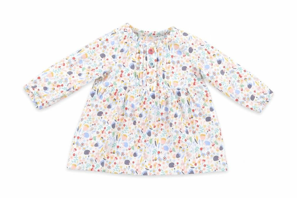 Front view of Marks & Spencer girls’ white floral a-line, size 3-6, months