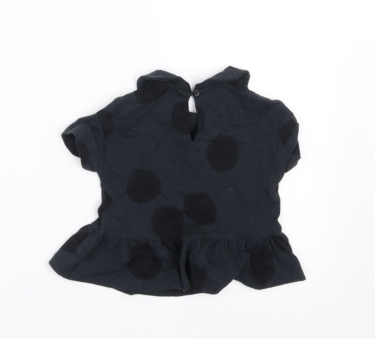 NEXT Girls Black Polka Dot  Basic T-Shirt Size 9-12 Months