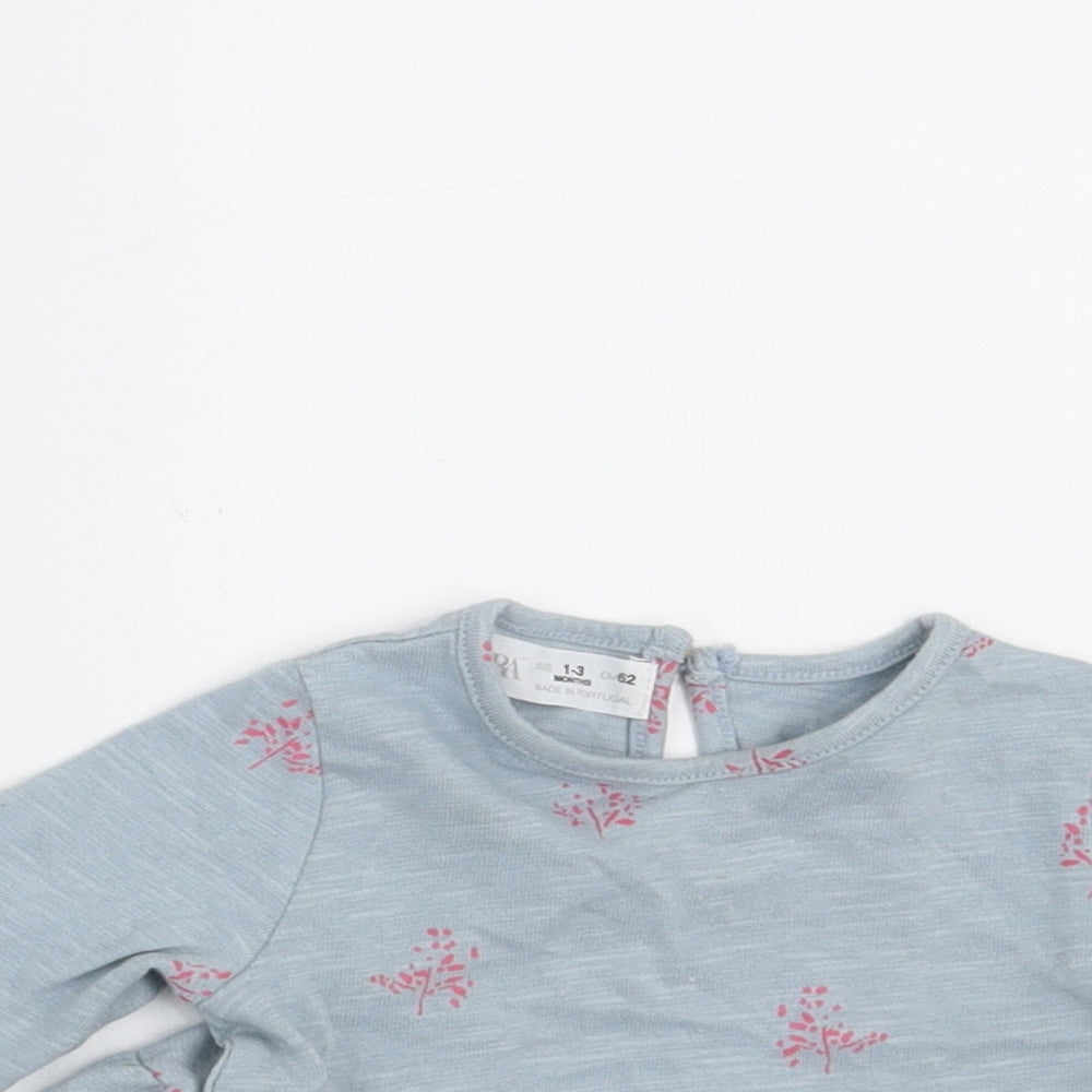 Zara Girls Blue Floral  A-Line  Size 0-3 Months