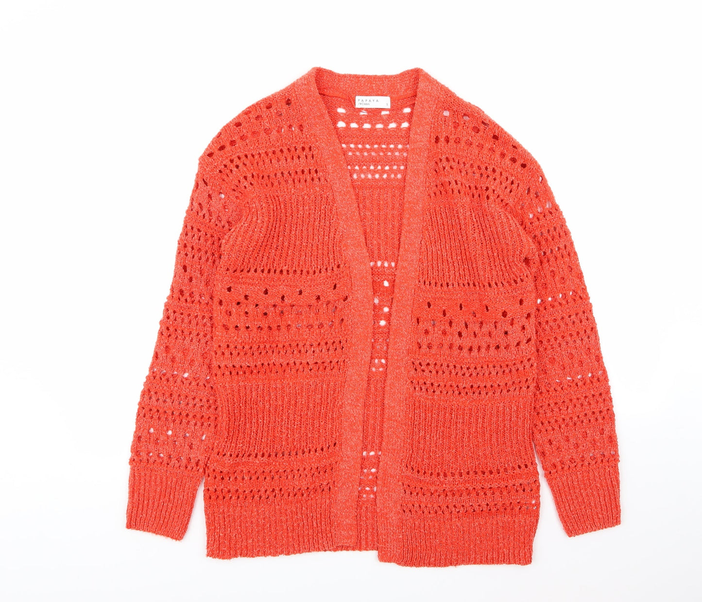Papaya Womens Red Geometric  Cardigan Jumper Size S