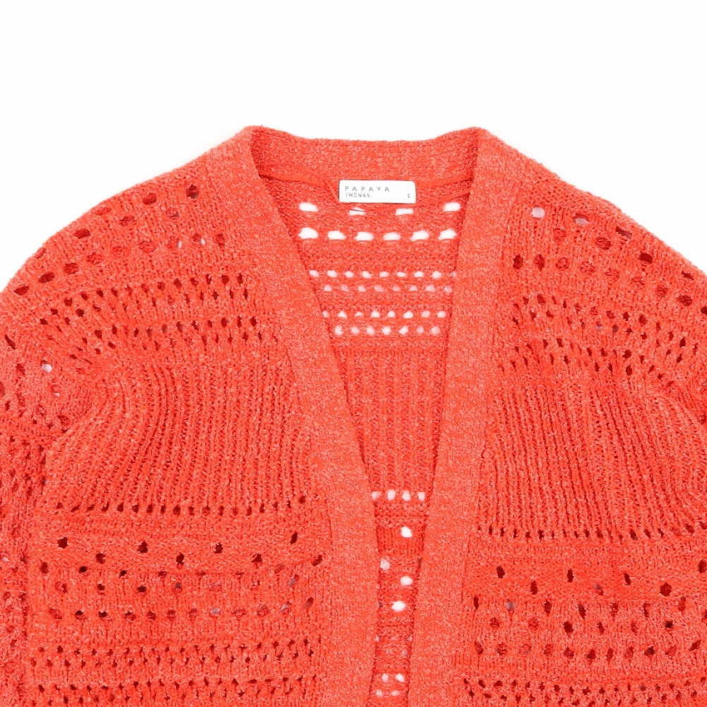 Papaya Womens Red Geometric  Cardigan Jumper Size S