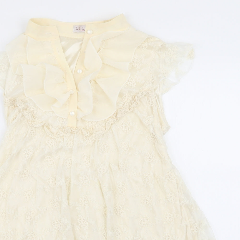 lily.j Girls Beige Geometric  Fit & Flare  Size M
