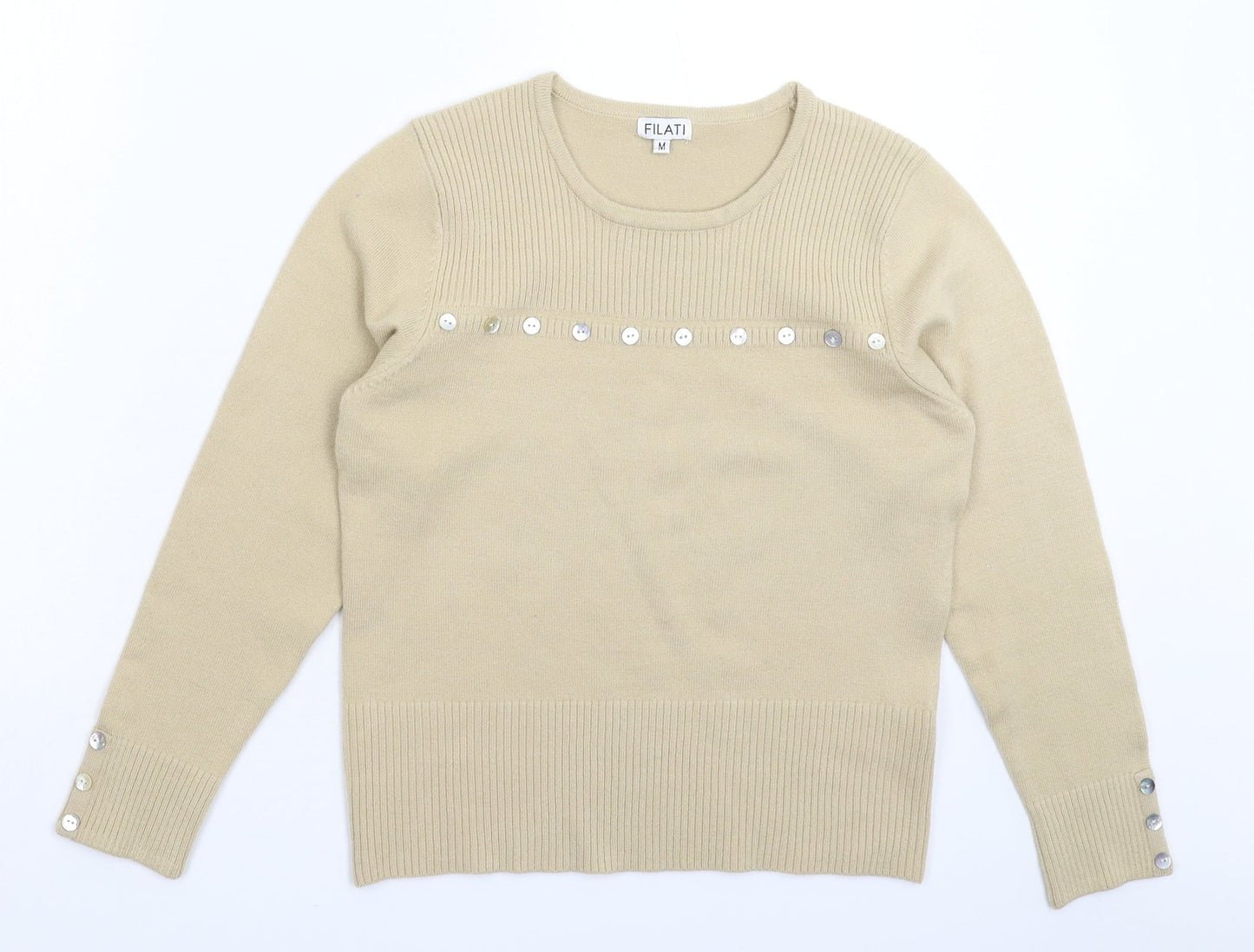 Filati Womens Beige  Knit Pullover Jumper Size M