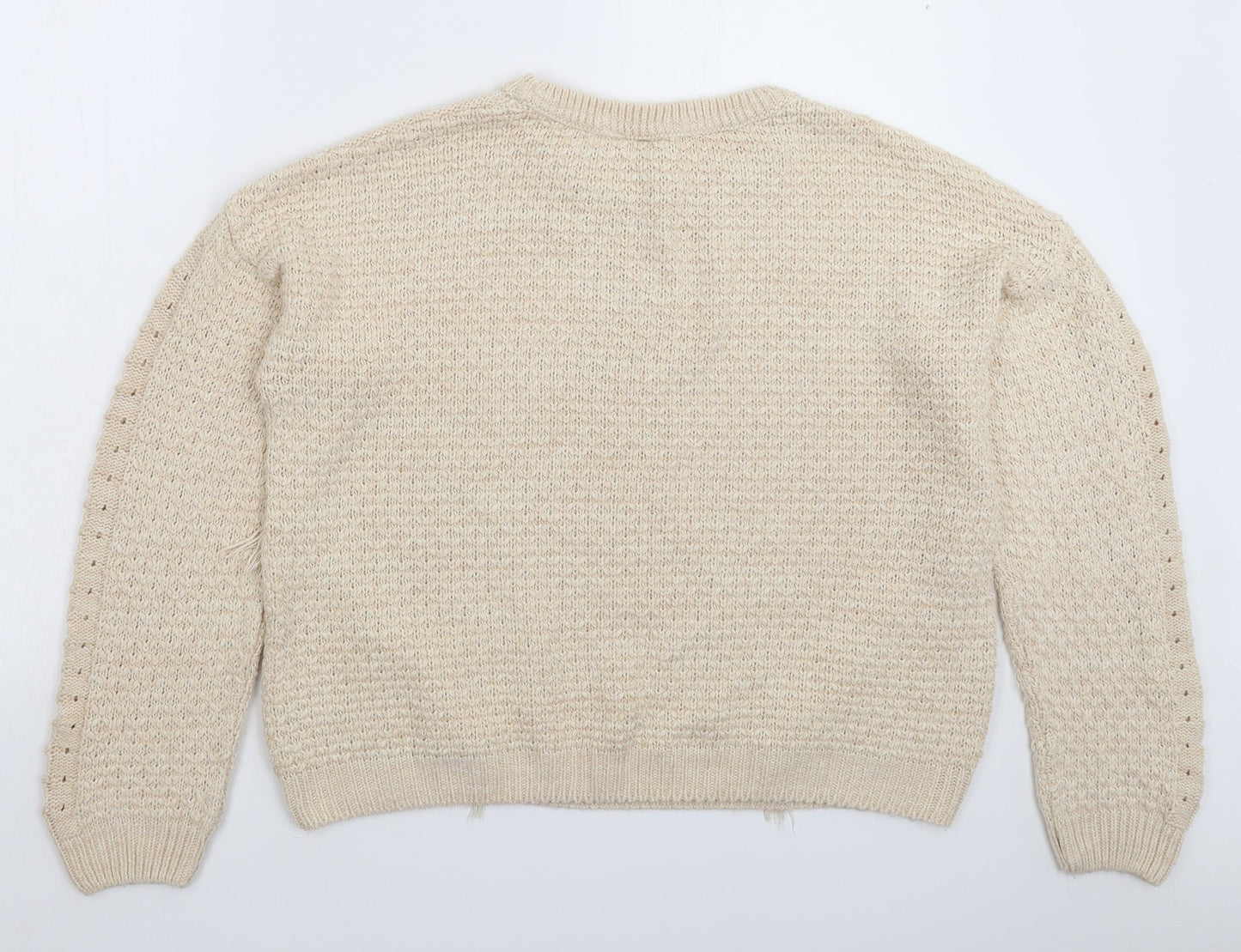 Marks and Spencer Womens Beige  Knit Pullover Jumper Size 14
