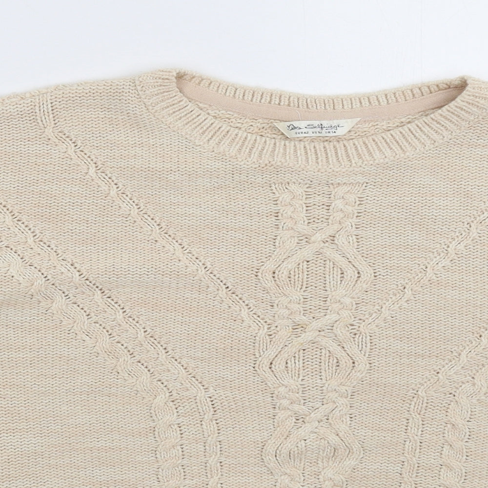 Marks and Spencer Womens Beige  Knit Pullover Jumper Size 14