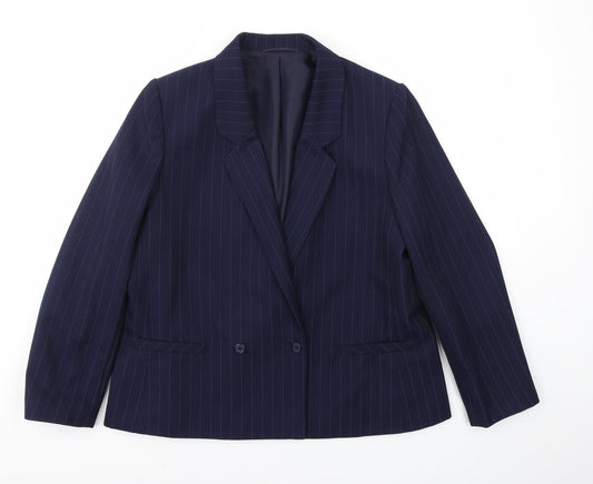 Preworn Womens Blue Striped  Jacket Blazer Size M