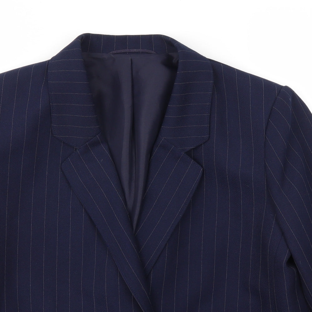 Preworn Womens Blue Striped  Jacket Blazer Size M