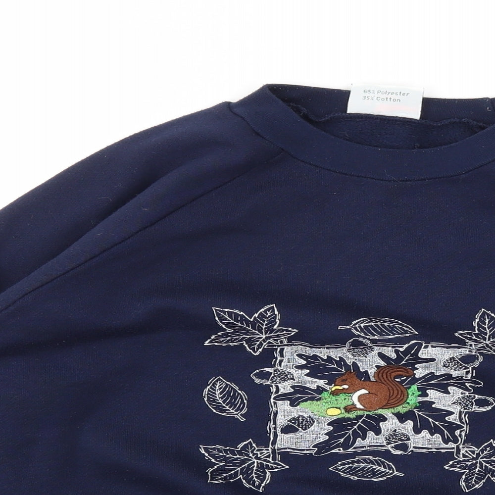 POPPY  Womens Blue Animal Print  Pullover Jumper Size L