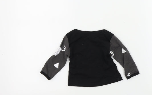 Preworn Boys Black Colourblock  Basic T-Shirt Size 6-9 Months