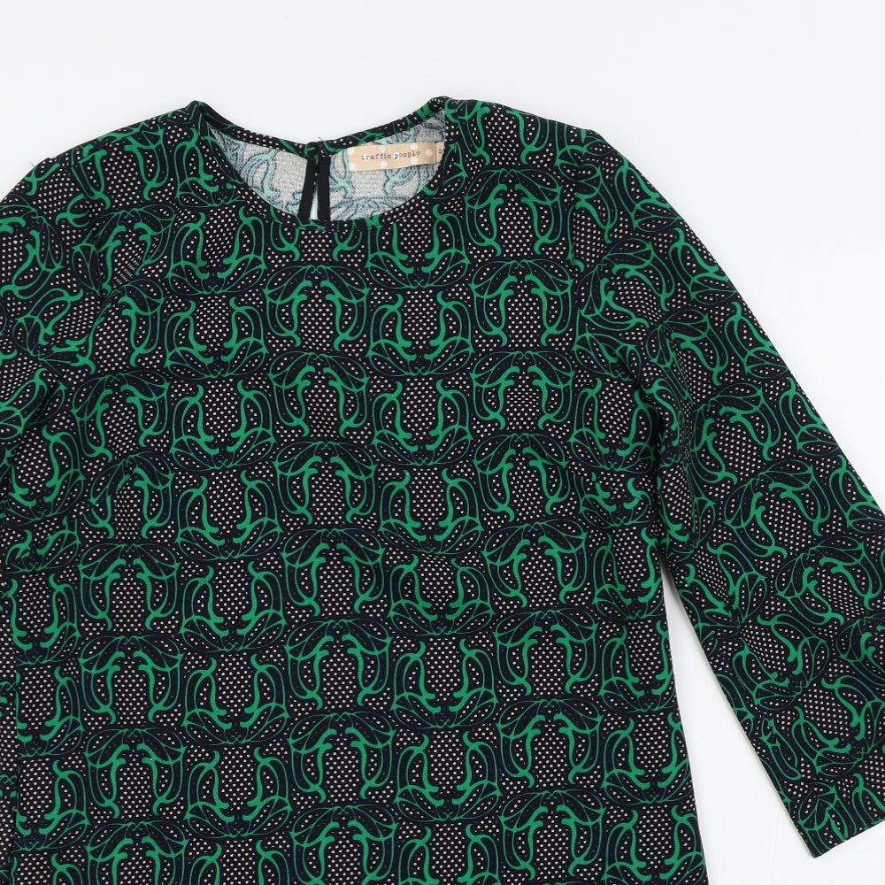 Traffic People Womens Green Geometric  A-Line  Size S