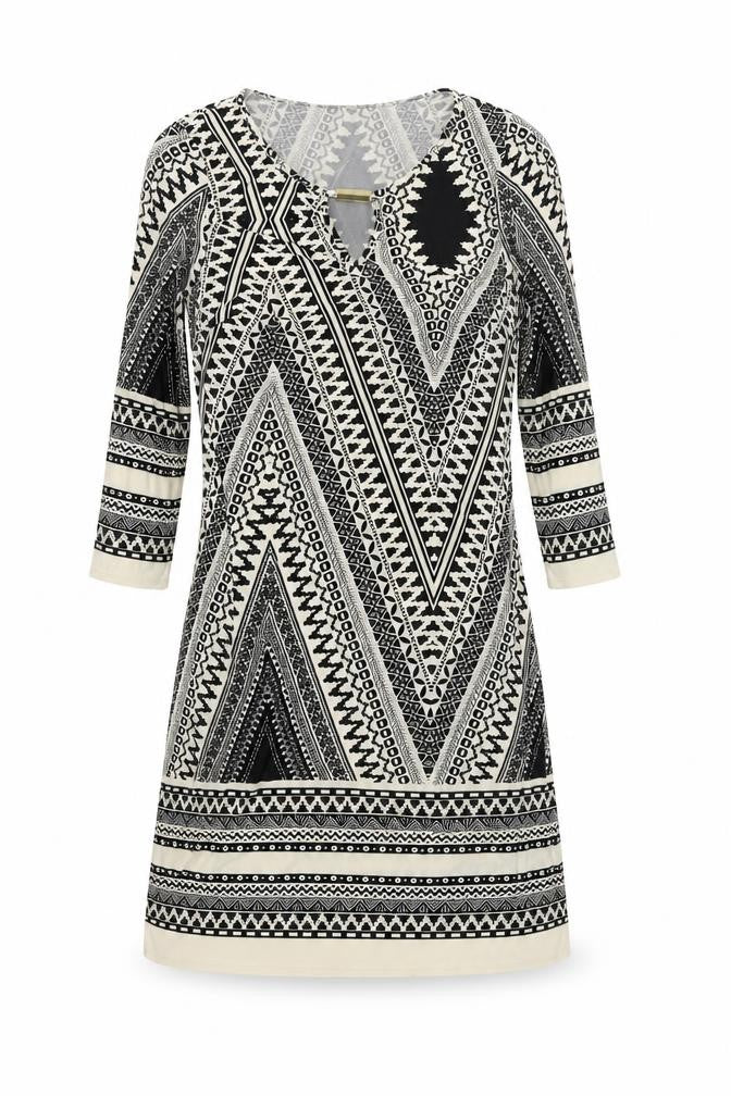 F&F Womens Black Geometric  A-Line  Size 6