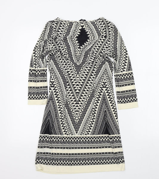 F&F Womens Black Geometric  A-Line  Size 6