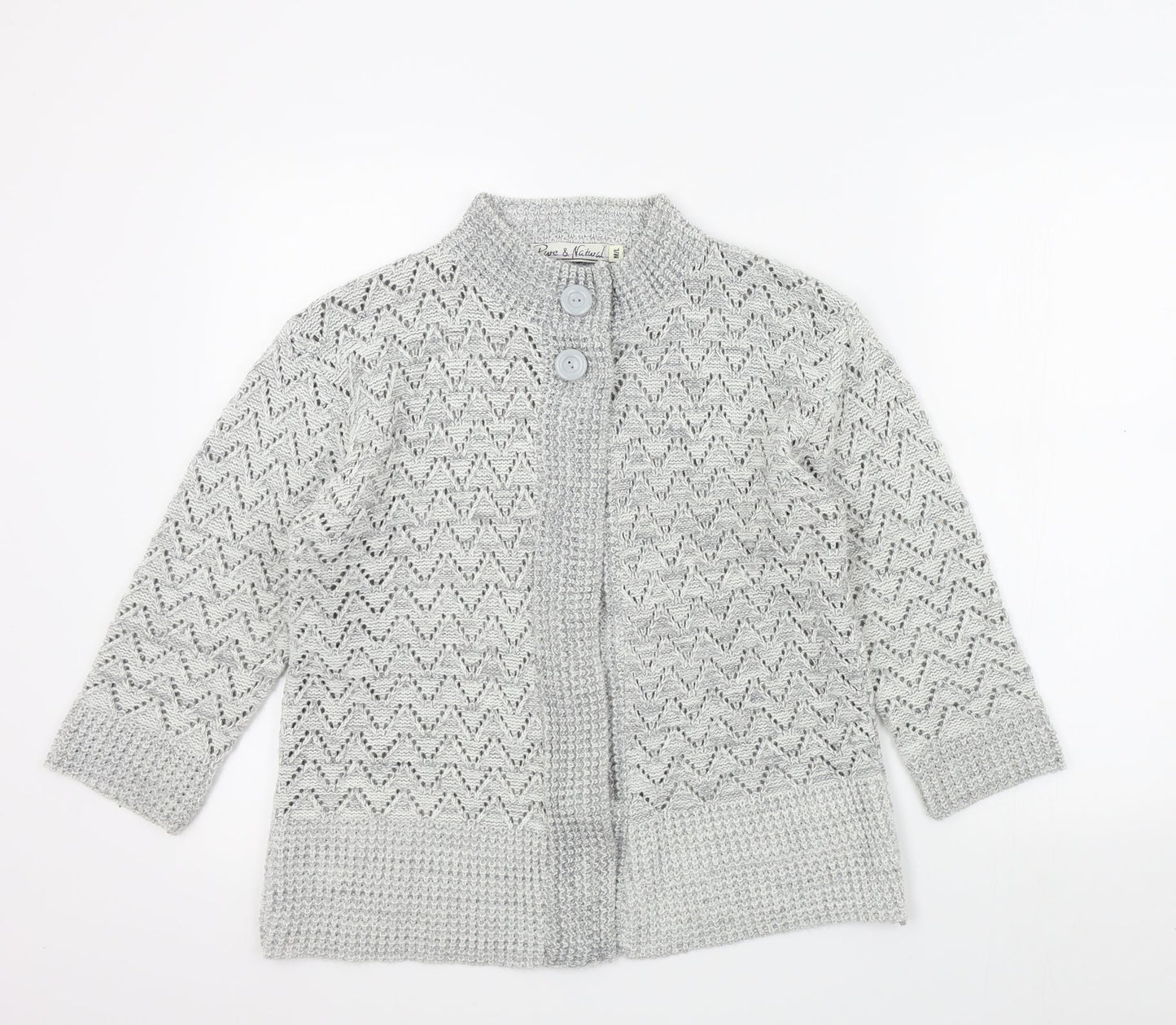 Pure & Natural Womens Grey   Cardigan Jumper Size M