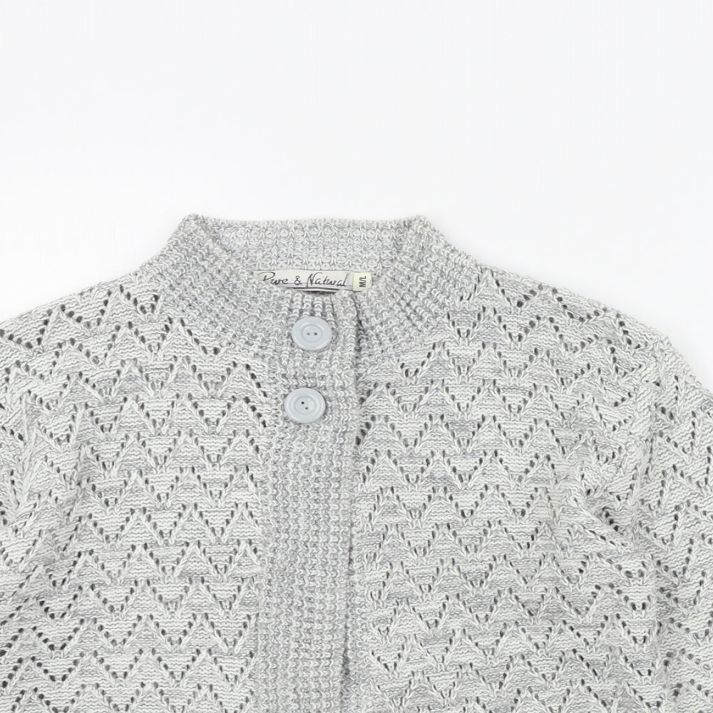 Pure & Natural Womens Grey   Cardigan Jumper Size M