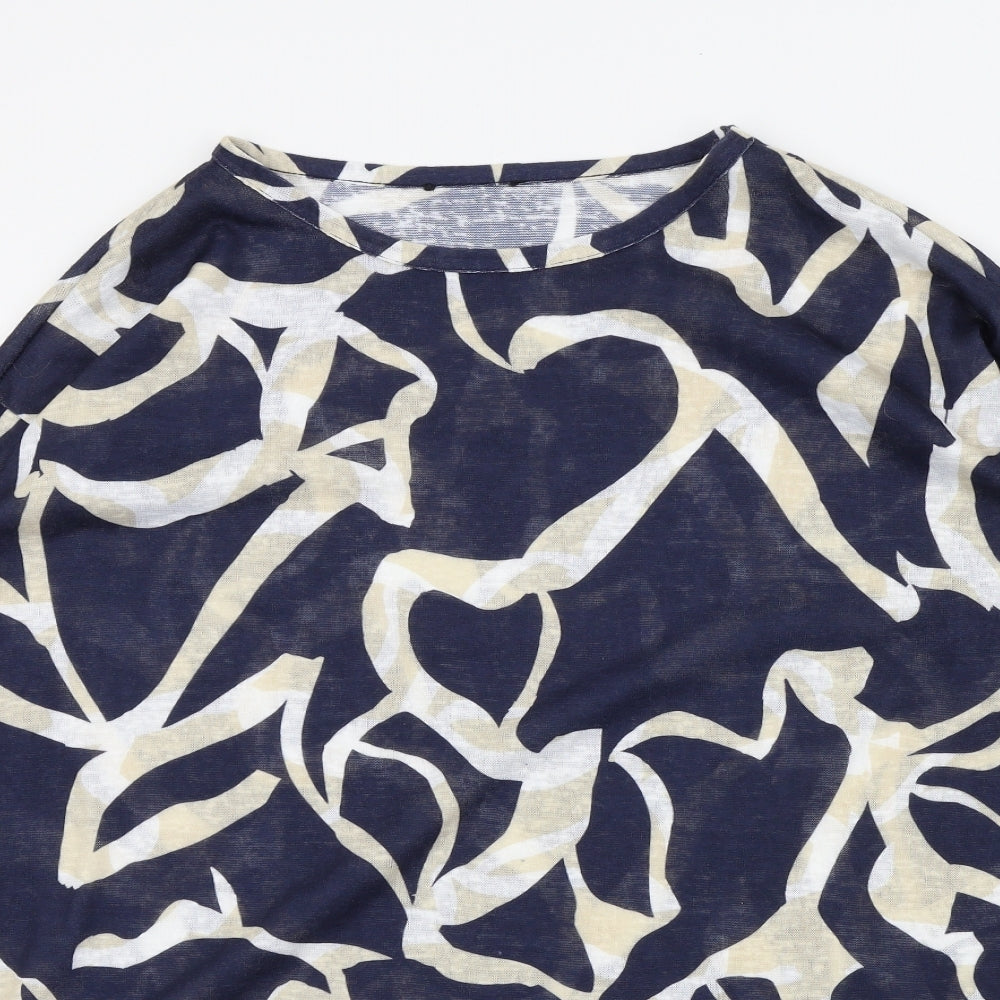 Wallis Womens Blue Geometric  Pullover Jumper Size M