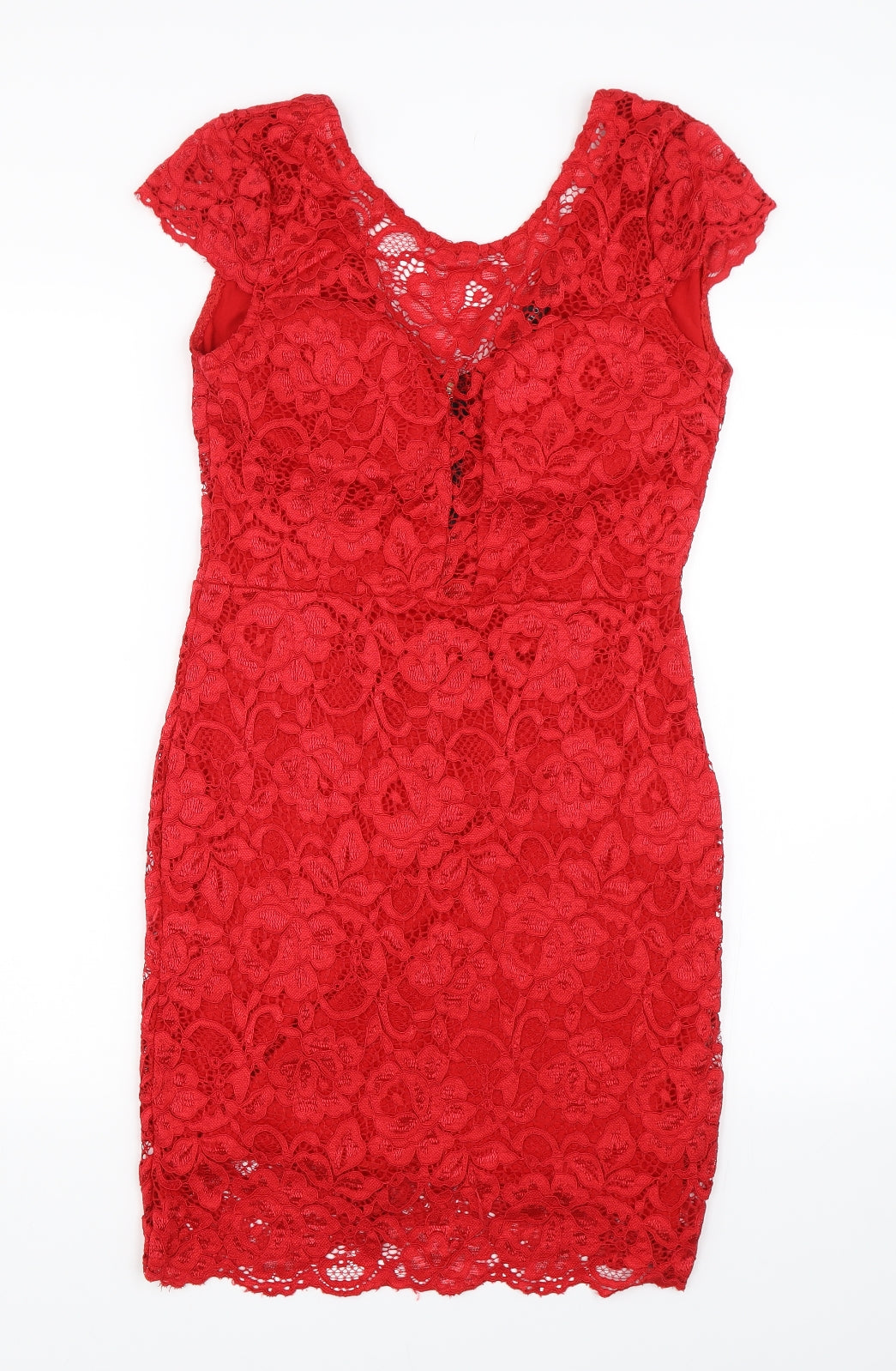 Cameo Rose Womens Red Floral Lace Bodycon  Size L
