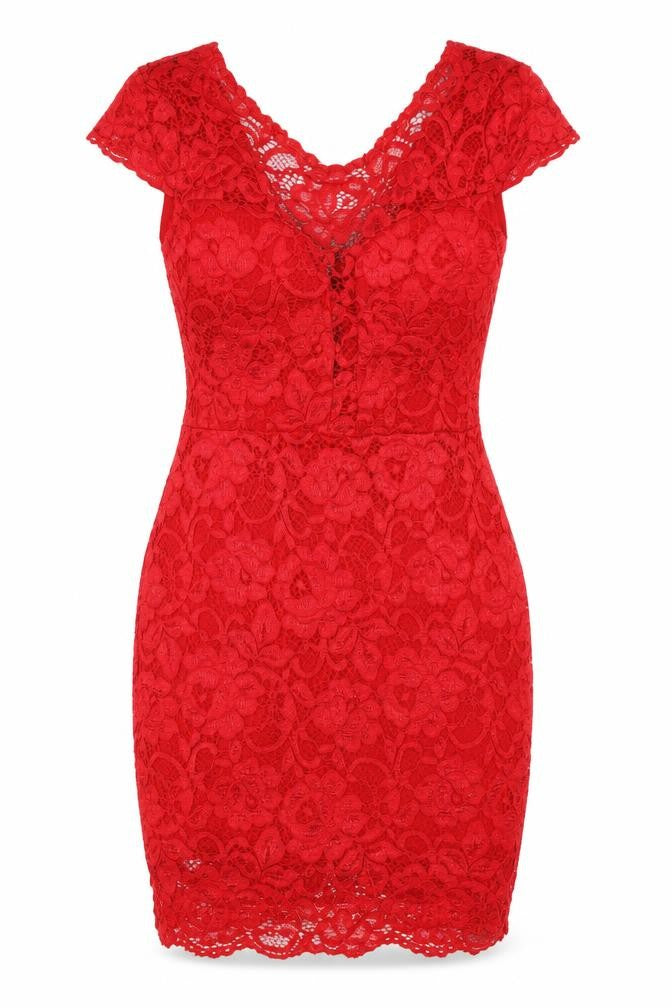 Cameo Rose Womens Red Floral Lace Bodycon Size L