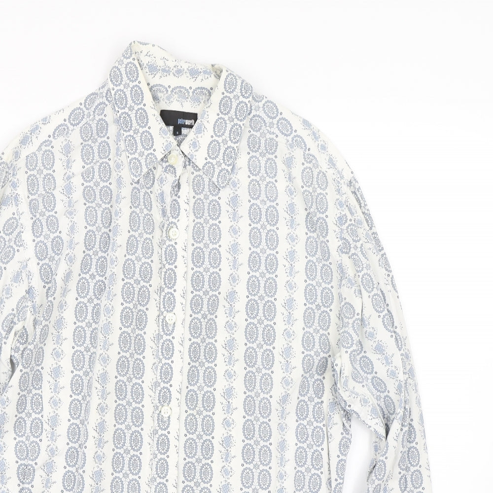 Peter Werth Mens Blue Paisley   Button-Up Size S