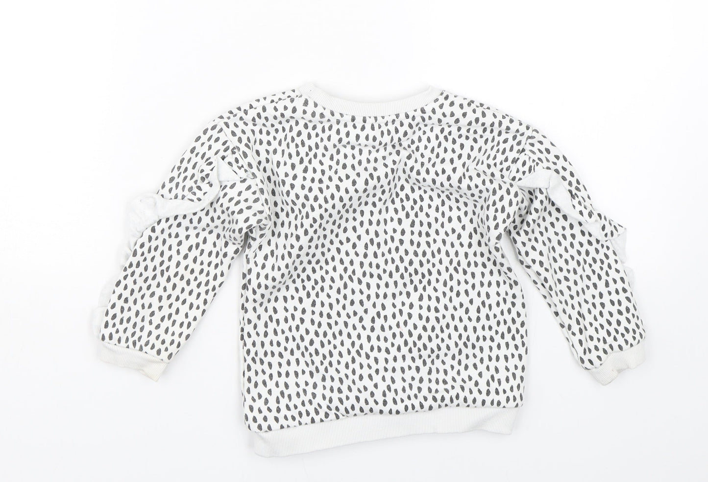 Matalan Girls White Spotted  Pullover Sweatshirt Size 2-3 Years  - Be kind
