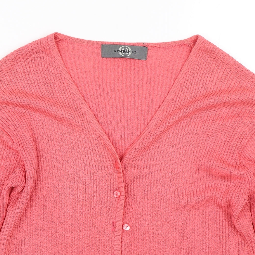 AMARANTO Womens Pink Striped  Cardigan Jumper Size S