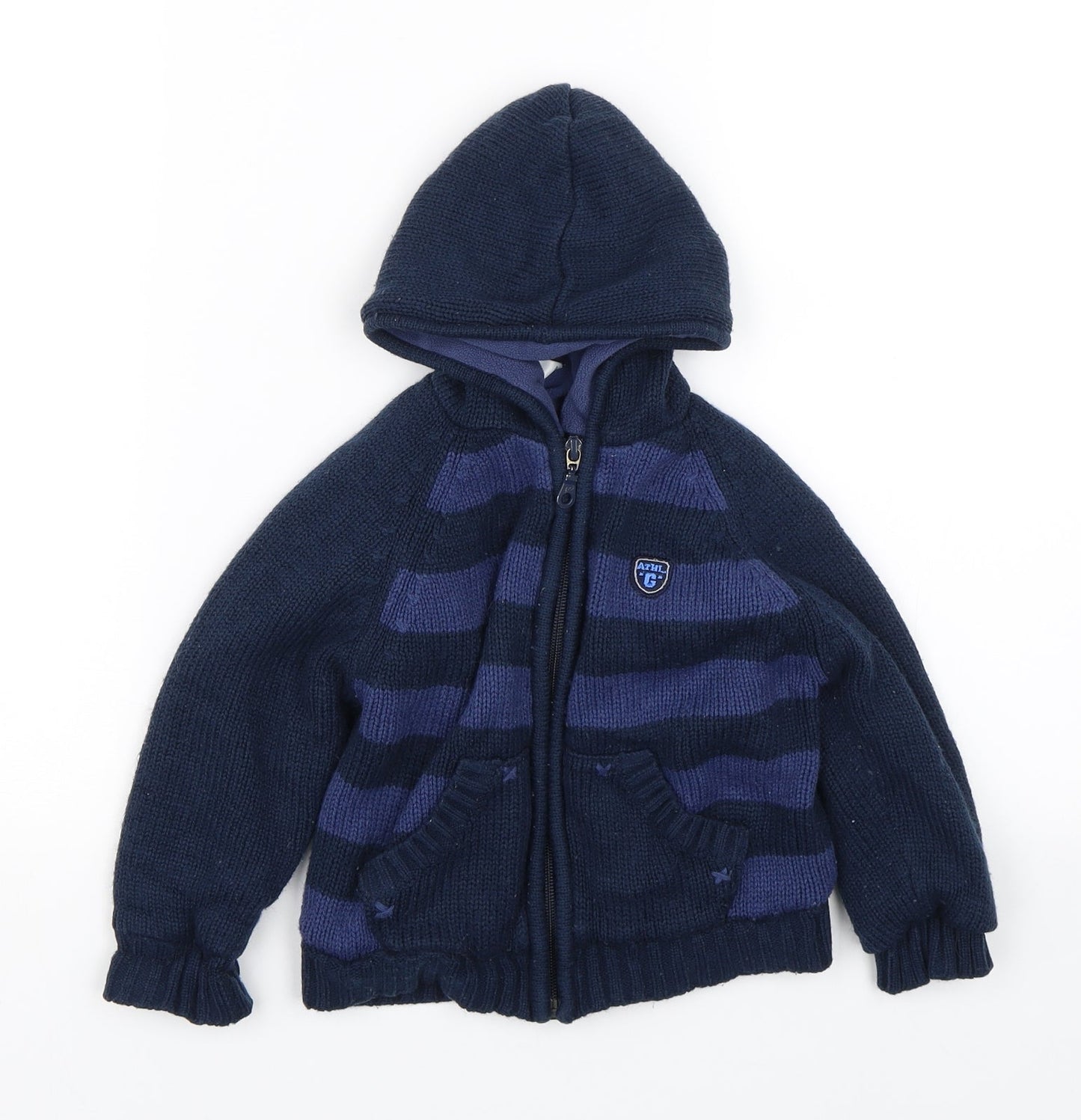 M&Co  Blue Striped Knit Full Zip Jumper Size 12-18 Months