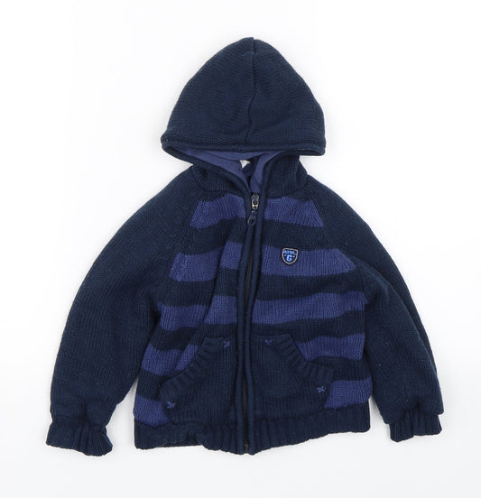 M&Co  Blue Striped Knit Full Zip Jumper Size 12-18 Months