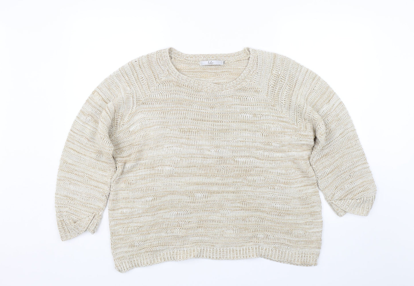 Isle Womens Beige Striped Knit Pullover Jumper Size 16