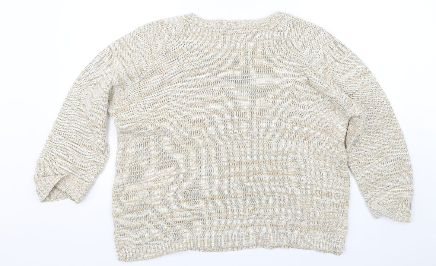 Isle Womens Beige Striped Knit Pullover Jumper Size 16