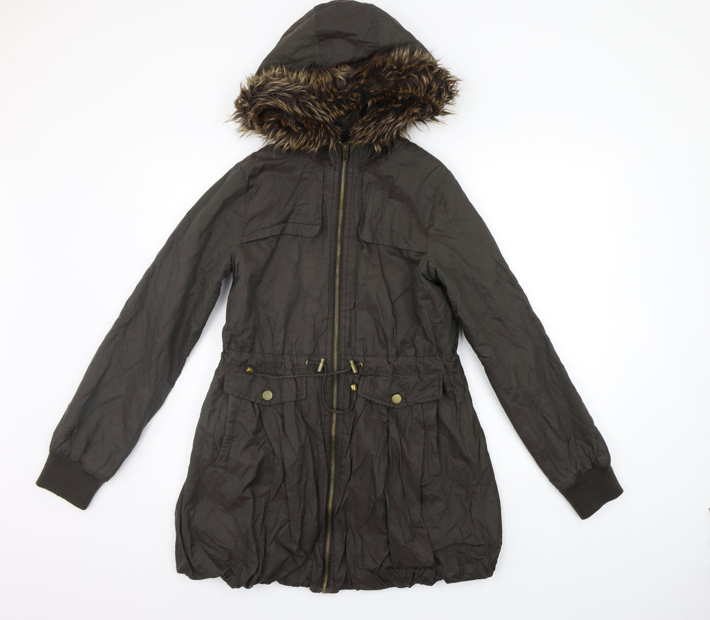 Select Womens Green   Jacket Coat Size 10  - FAUX FUR
