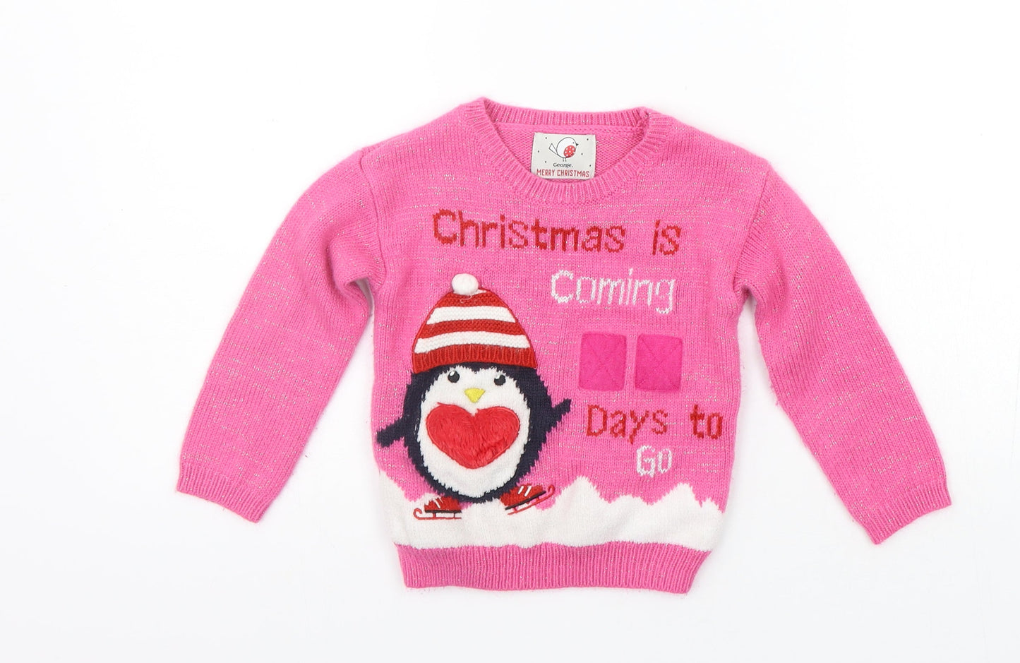 George Girls Pink   Pullover Jumper Size 12-18 Months