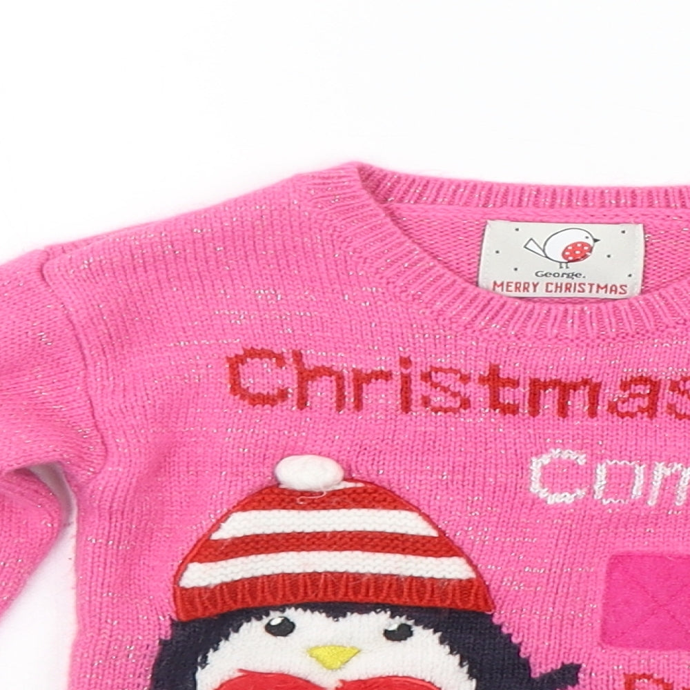 George Girls Pink   Pullover Jumper Size 12-18 Months