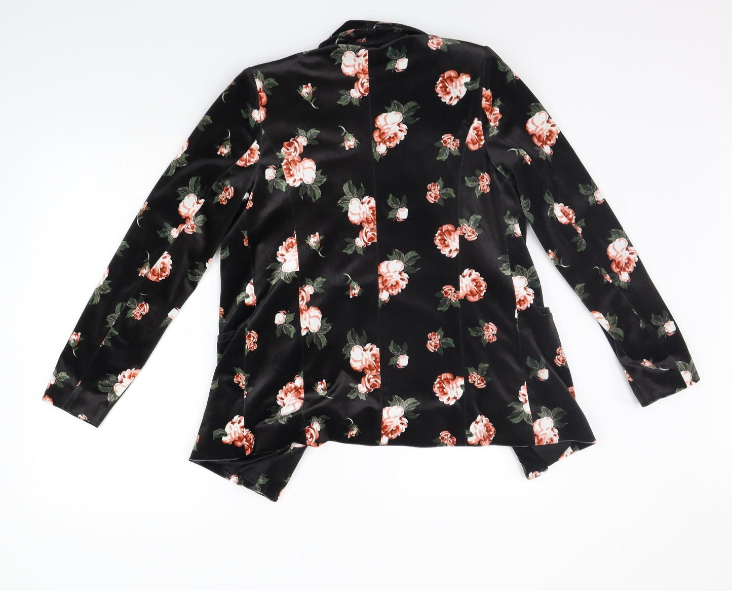 Peacocks Womens Black Floral  Cardigan Jumper Size 8