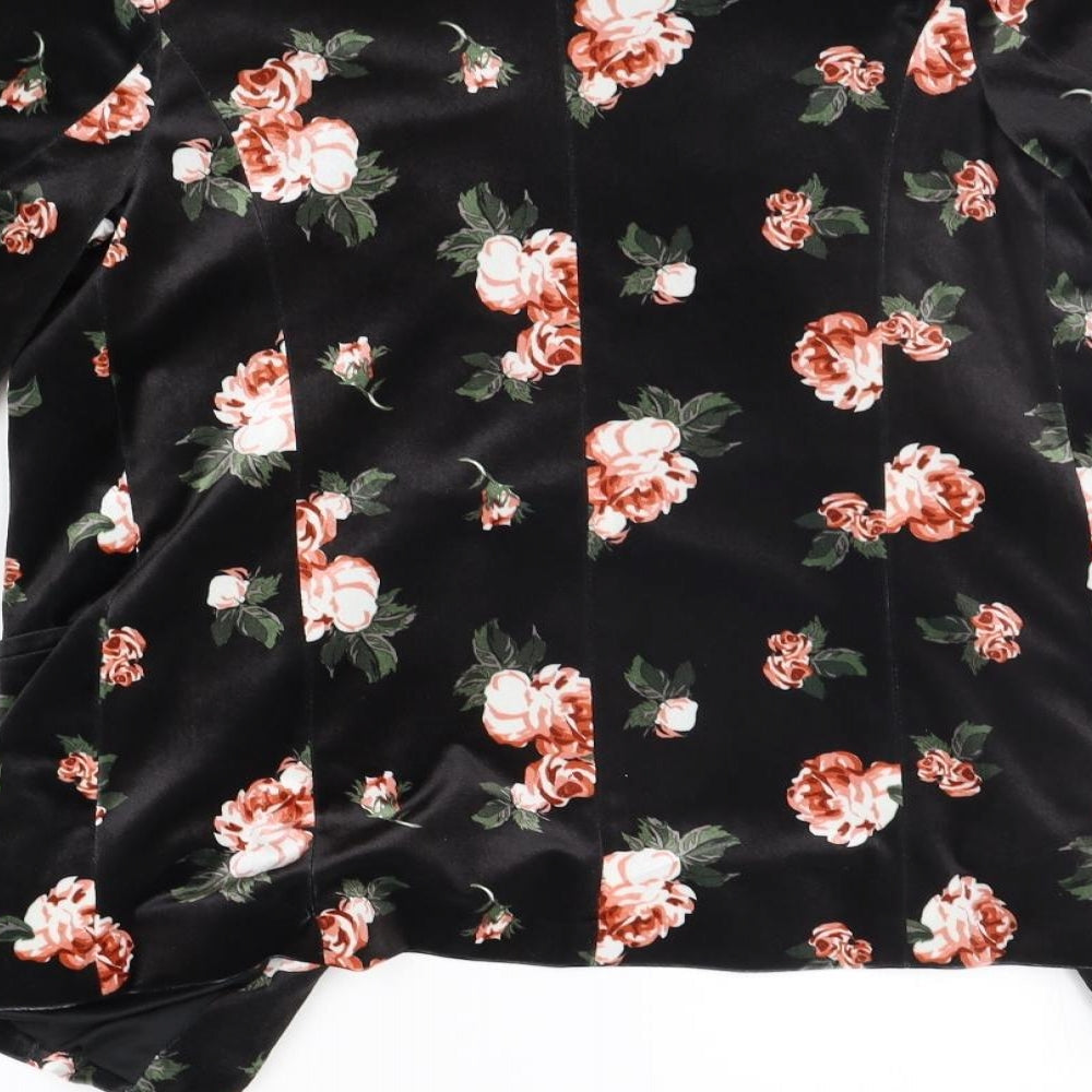 Peacocks Womens Black Floral  Cardigan Jumper Size 8